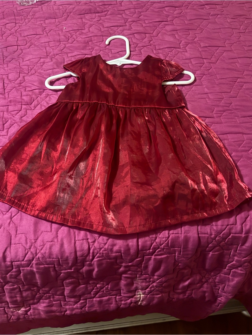 Girls Red Shimmer Party Dress